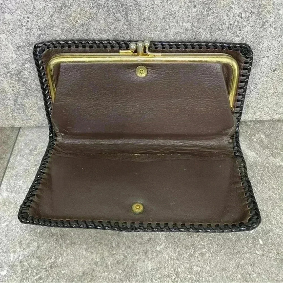 Vintage hand-tooled and painted leather wallet - Picture 4 of 8